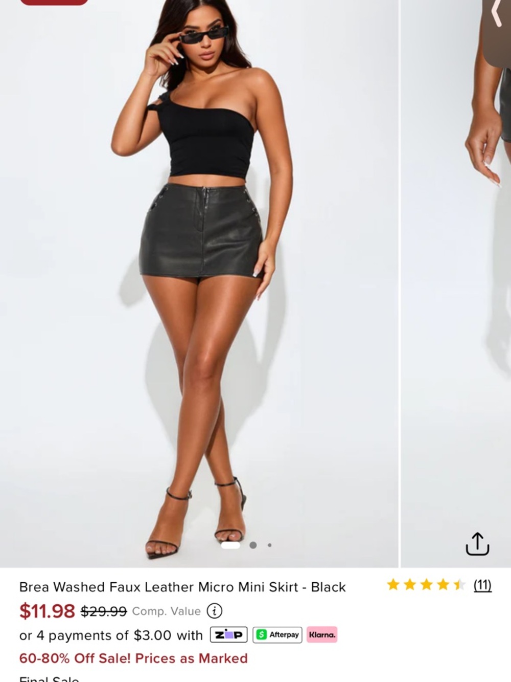 Fashion Nova NWT Bundle: Black Faux Leather Mini & Pinstripe Bubble Skort - Sz S